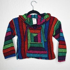 Kids size 8 serape rainbow baja hoodie poncho sweater